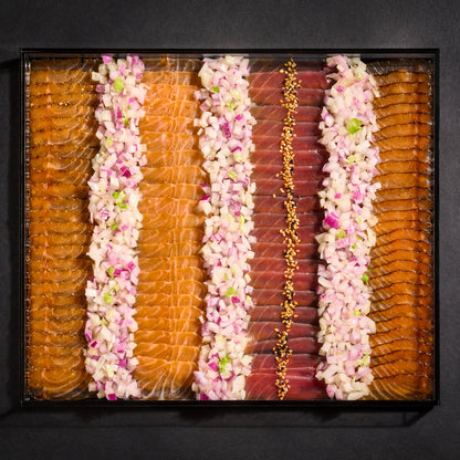 Fancy Cured Salmon gifting Display with cover