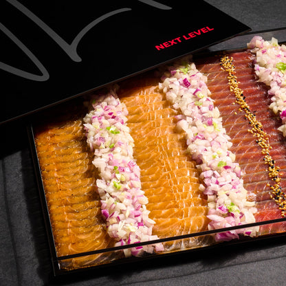 Fancy Cured Salmon gifting Display with cover